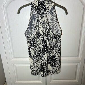 Michael Kors Women's‎ Sleeveless Halter Top Size L, Black White Prints